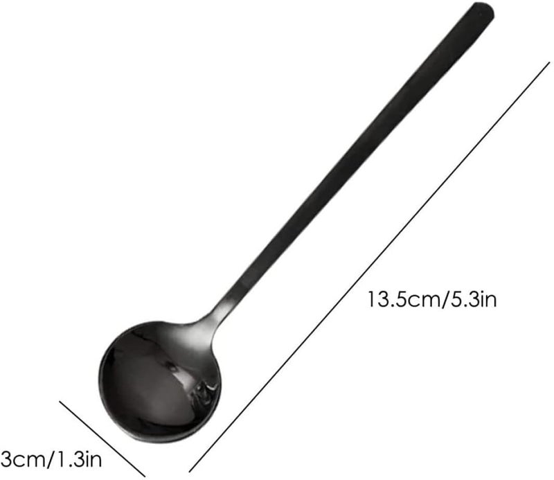 woobles Espresso Spoons, Black Stainless Steel Espresso Spoons, Mini Teaspoons Set for Coffee Sugar Dessert Cake Ice Cream Soup, 5.1 Inch 8pcs, Spoons - Image 3